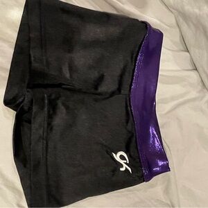 GK Black and Purple Athletic Shorts with Elastic Waistband